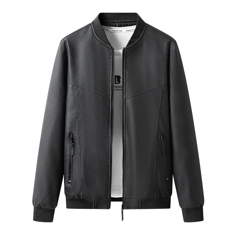 

Plus Size 8XL 7XL Winter Leather Jacket Men Bomber Motorcycle PU Jacket Causal Vintage Black Biker Pocket Zipper Men's Coat