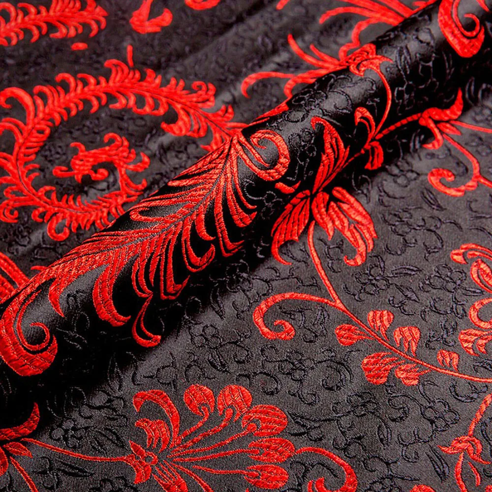 Brocade Jacquard Fabric Floral Feather Pattern Damask Silk For Sewing Women Dress Cap DIY Craft Home Textiles Curtain Tablecloth