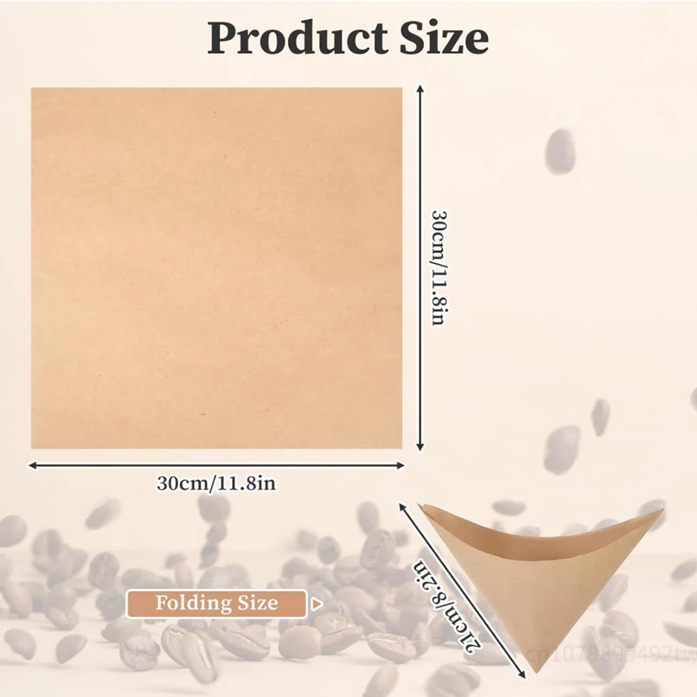 Pre-Folded Unbleached Paper Pour Over Coffee Filters | 5-12 Cup Capacity | Disposable and Convenient Use