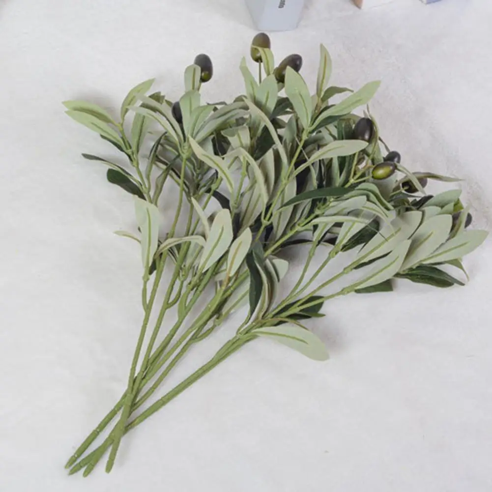 Artificial Olive Green Leaves Tree Branches Christmas Fruit Artificial Plants Photo Props Home Wedding Decortion Silk Flowers
