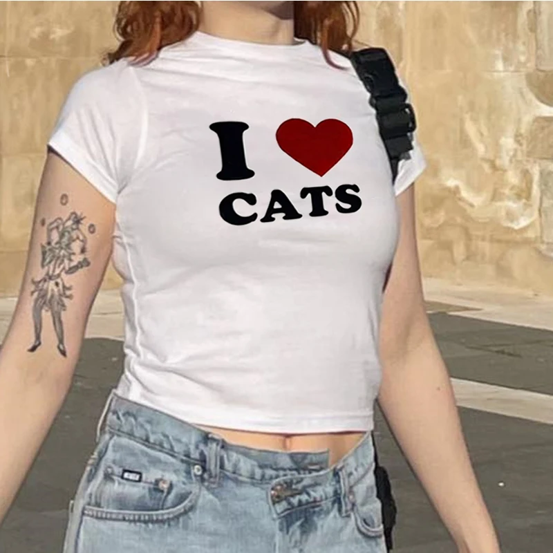 New printed T-shirt, fashionable casual short sleeved top, Y2K summer sexy electronic girl T-shirt, women's clothing