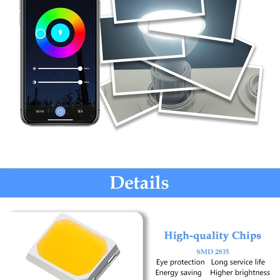 1-10PCS GU10 LED Rgb Smart Light Bulb Dimmable Gu10 6W Sa9ef4789644347f19fe6619a2295a0a5a