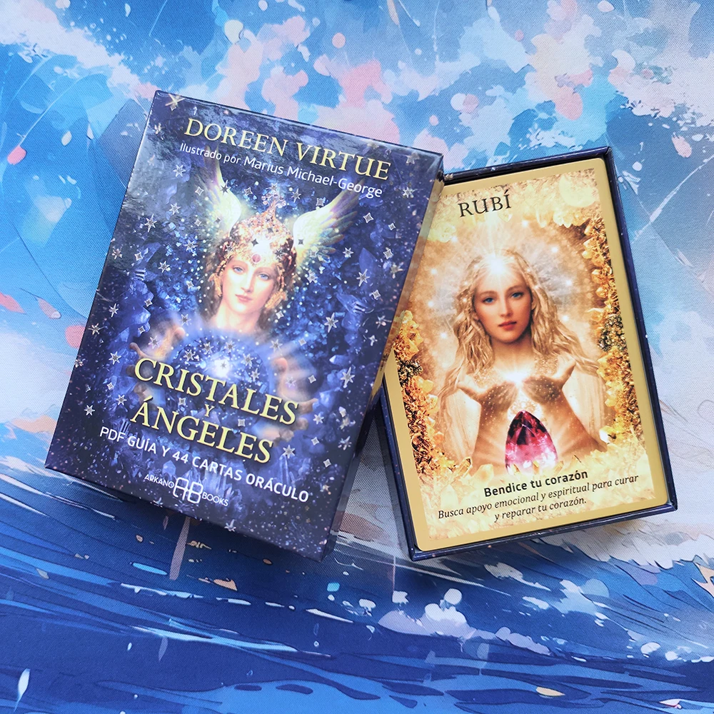Angel Oracle Cards Or&aacute;culo en Espa&ntilde;ol Cristales y &Aacute;ngeles 44 cartas or&aacute;culo profec&iacute;a adivinaci&oacute;n con significado en &eacute;l palabras clave