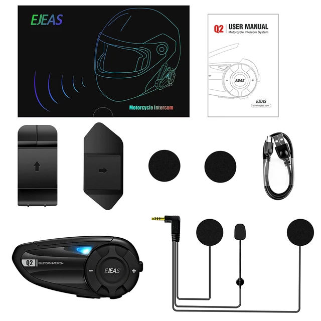 EJEAS Q2 Motorcycle Intercom Up to 2 