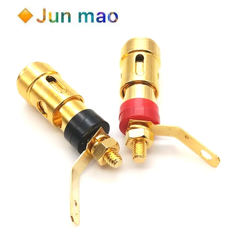 

1 pair Gold Plated push type spring terminal speaker power amplifier spring self-locking socket push type terminal large