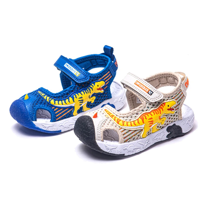 slippers for boy LED Summer Children's Sprots Sandals for Boys Dinosaur Led Beach Kids Shoes Breathable Cut-outs Light Up Toddler Footwear slippers for boy