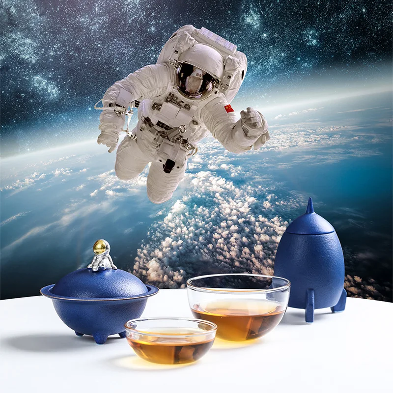 Portable Outdoor Travel Tea Set for Two People, Space dream Suit, 2 Cups