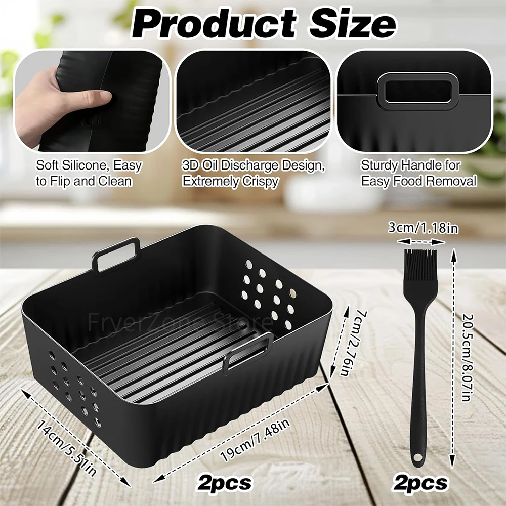 Air Fryer Silicone Tray 2Pcs Air Fryer Silicone Mold for Ninja AF400EU AF451EU Double Stack XL SL400EU Reusable Baking Tray for Dual Zone 9.5L Airfryer