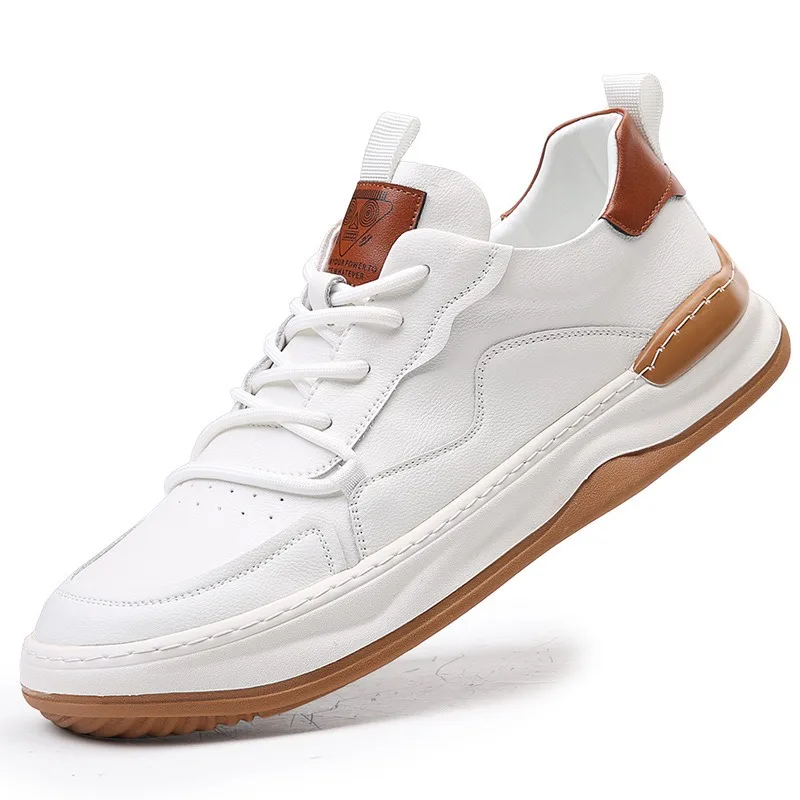 

High-end Leather Sneakers Male New Perforated Breathable Fashion Mens Shoe Waterproof Outdoor Driving Walking Men Shoe Erkek Bot