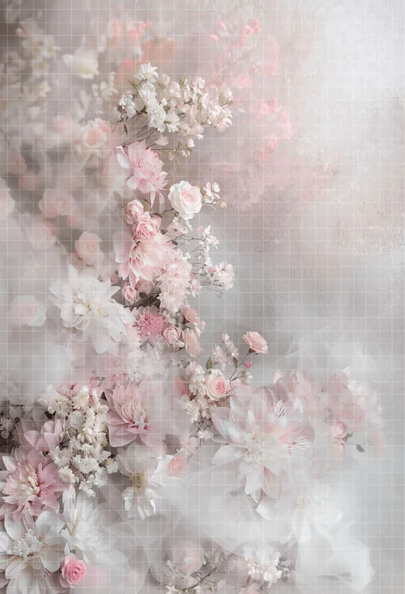 Mehofond 사진 배경 핑크 꽃 얇은 명주 그물, 성인 생일 결혼식 출산 초상화 장식 배경, 사진 스튜디오