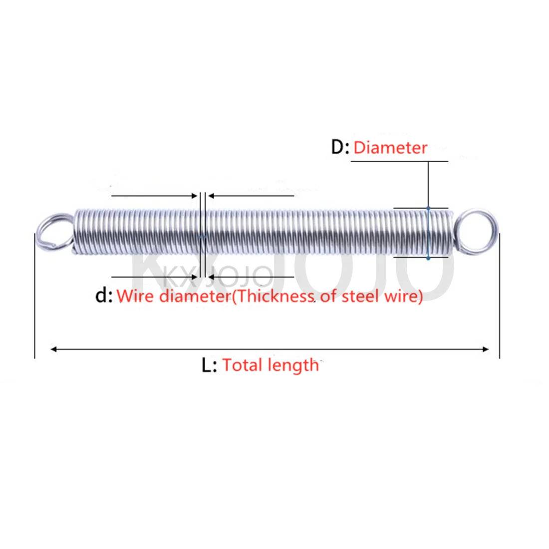 

Spring 304 Stainless Steel 0.6/0.7/0.8mm Dual Hook Small Tension Spring Outer Dia 3mm Length 15-120mm 10pcs