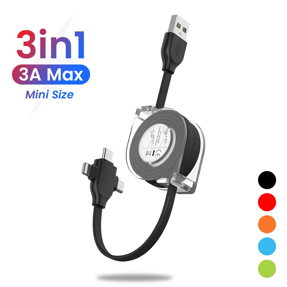 2M 3 In 1 USB Charge Cable for iPhone 13 12 11 XS XR Micro USB