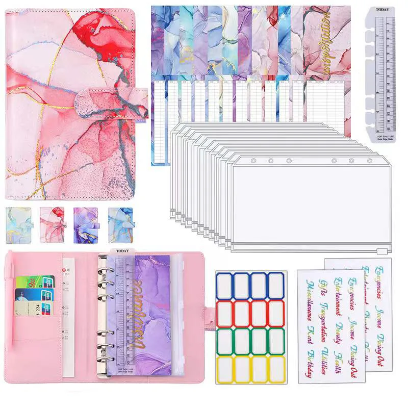 Budget Binder with 12 Pcs Zipper Cash Envelopes 12 Pcs Budget Sheets Label Stickers Money Organizer money budget binder