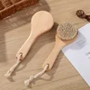 Dry Bath Body Brush Back Scrubber Short Handle Bath Shower Brush With Anti-Slip Wooden Handle Round Head Scrubbing Brush 2