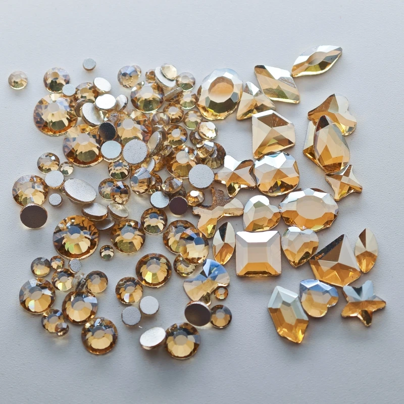 200 p/Pack Mini-Größe gemischt verschieden geformte mehrfarbige Kristall schlanke Strass 3d Maniküre Nail Art Dekoration Charms Schmuck – Detail 14