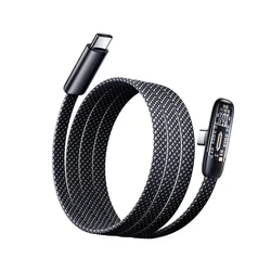 High - Speed Right Angle USB - C Charging Cable - 60W Flat Nylon Braided - 1m (Type C to C)