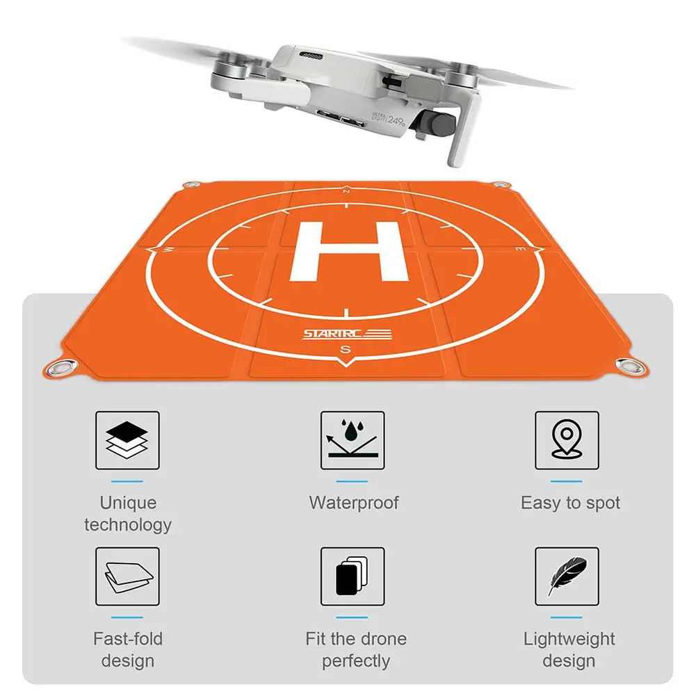 1pcs Drone Landing Pad Foldable Square Helipad 50/65cm Portable Outdoor Parking Mat Compatible For Dji Fpv/mini 2/air 2 Uav