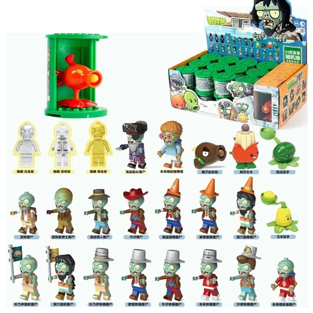 Original Plants vs. Zombies PVZ Building Blocks Toy 4-8CM PVC Model for Christmas Gift 1
