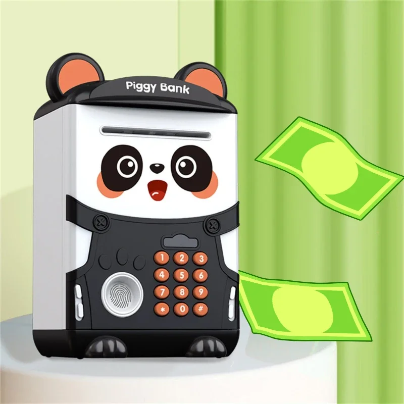 Cartoon Panda Piggy Bank with Password Kids Toys Fingerprint Money Box Coin Saving Educational Toys Ptetend Toy Children Gift 6