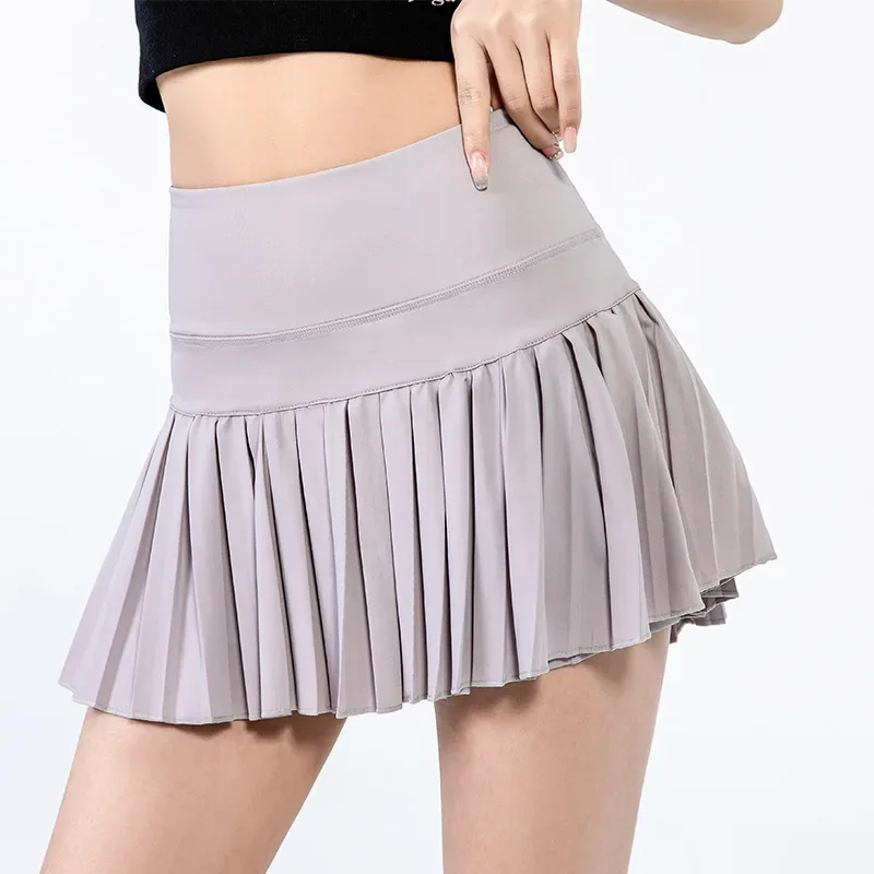fashionable summer sports shorts women's pleated skirt anti glare short skirt running outdoor fitness breathable tennis