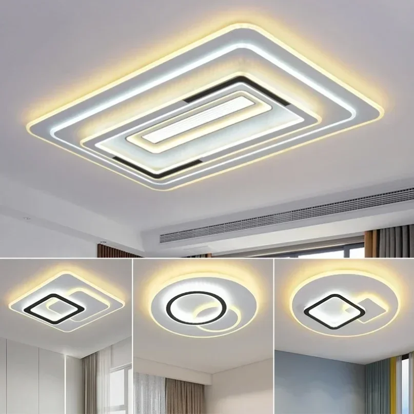 Modern LED Ceiling Lamp 48/98/128W Square LED Panel Ceiling Light for Bedroom Living Room Kitchen Indoor Lighting Fixture