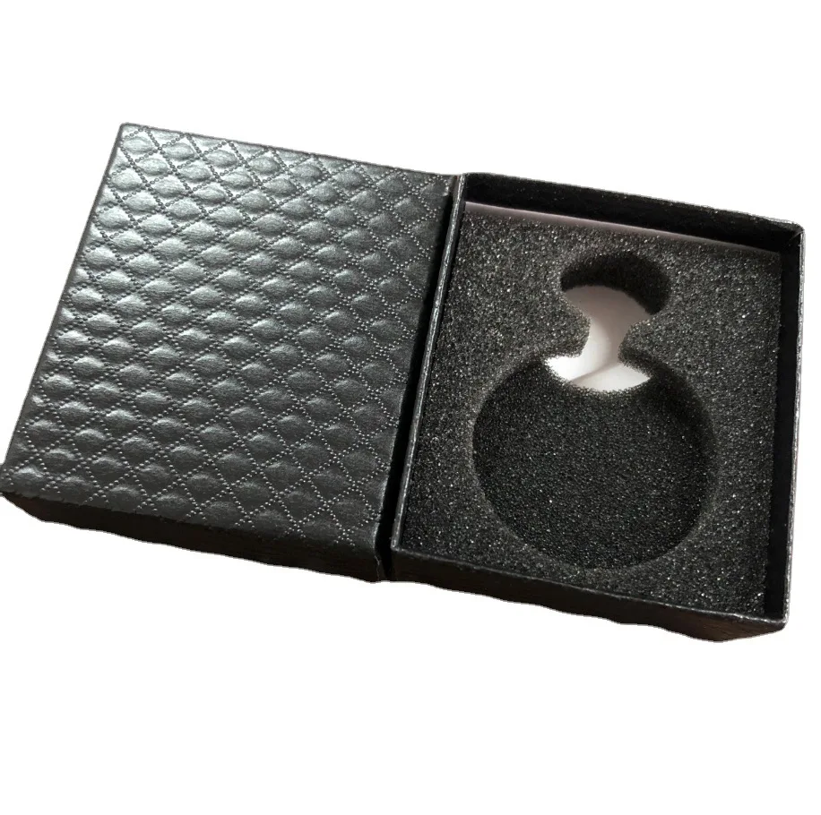 Diamond Pattern Jet Black Pocket watch box organizer  luxury box men jewellery bo