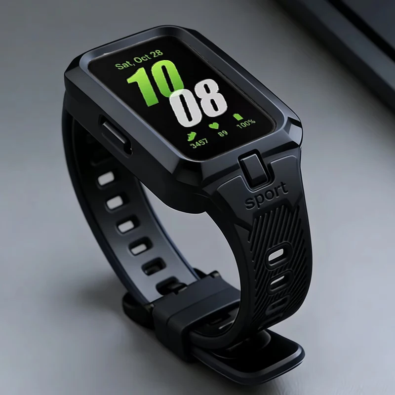 Dual Function Silicone Strap and Case for Smartwatch - Replacement Sport Bracelet and Wrist Band