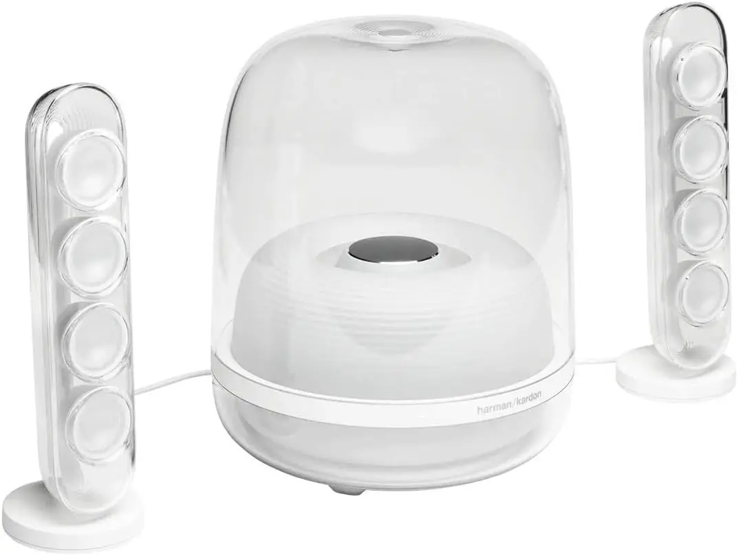 n HK SoundSticks 4-2.1 Bluetooth Speaker System with Deep Bass and Inspiring Industrial Design (White)