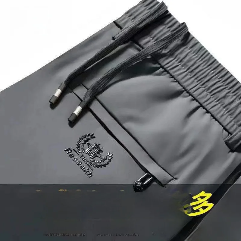 High-End Ice Silk Men's Elastic Casual Pants Loose Sports Thin Straight Leg Long Trousers Youthful Spring Summer Faion