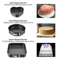 Lot de 3 Moules à Gâteau en Acier Carbone – Formes Cœur, Rond et Carré avec Fond Amovible 3