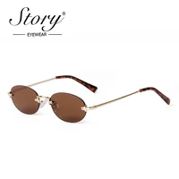 Histoire mode sans cadre ovale lunettes de soleil femmes hommes marque concepteur rétro à la mode Rivets sans monture lunettes de soleil Champagne nuances S8126A 4