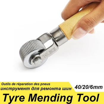 Kit di riparazione pneumatici per Auto Roller Auto Patch Roller riparazione ruote moto con manico in legno strumento di riparazione pneumatici per accessori Auto