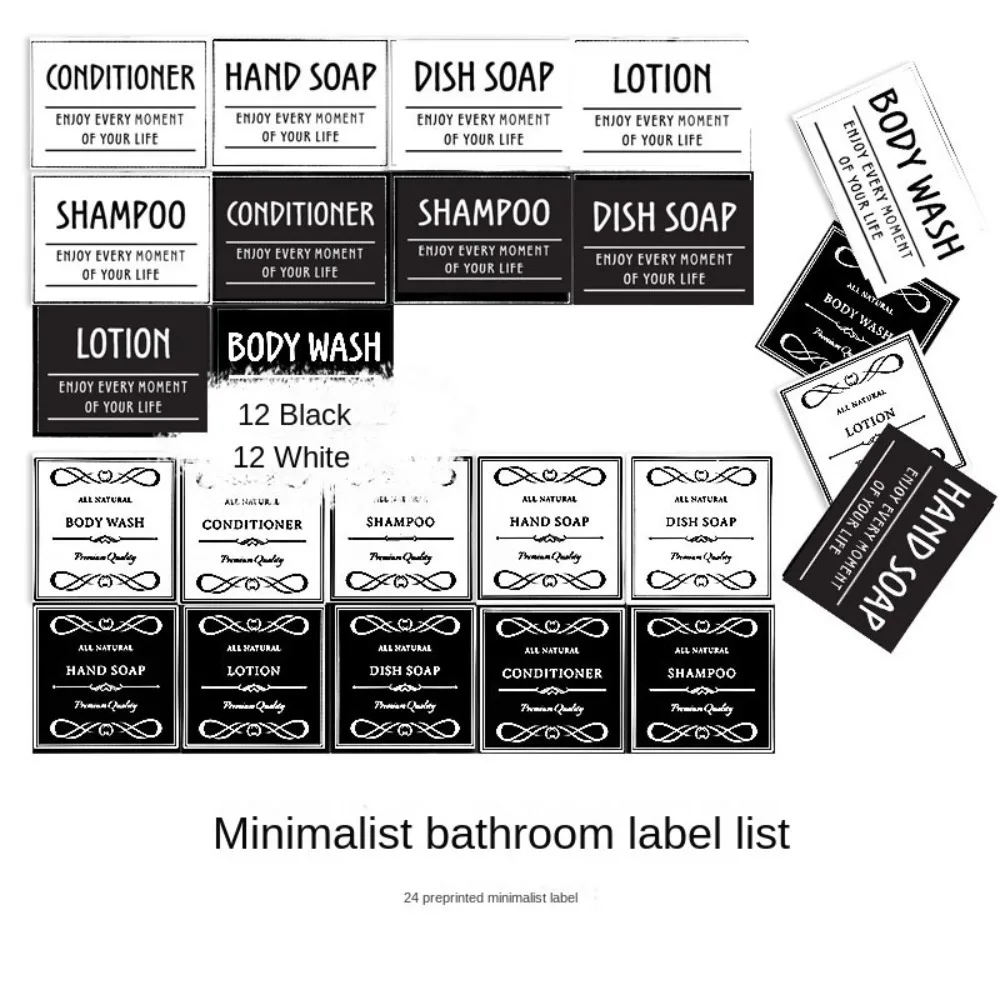 6Pcs Waterproof Soap Dispenser Stickers Bottle Label Farmhouse Bathroom Kitchen Hand Soap Shampoo Lotion Conditioner Labels