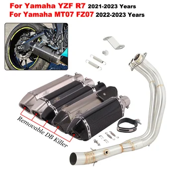Exhaust System Slip-On For Yamaha YZF R7 MT07 FZ07 MT-07 2021-2023 Full Motorcycle Front Link Pipe Connecting 51mm Muffler Moto