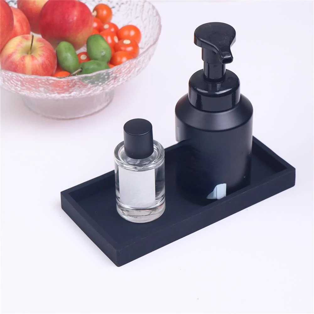 1Pc Bathroom Dressing Silicone Tray, Rectangular Dishwashing Liquid and Sponge Rack, Dressing Table Perfume Organizer, Cosmetic Ring Storage Tray, Home Essentials, Home Decoration, Furniture