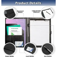 A4 Leather Clipboard Folder Padfolio Business Resume File Folder Padfolio Clipboard Interview Conference Document File Organizer 3