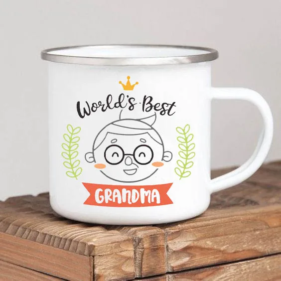 World's Best Grandma Enamel Coffee Mug – Thoughtful Gift for Grandmother on Mother's Day or Birthday