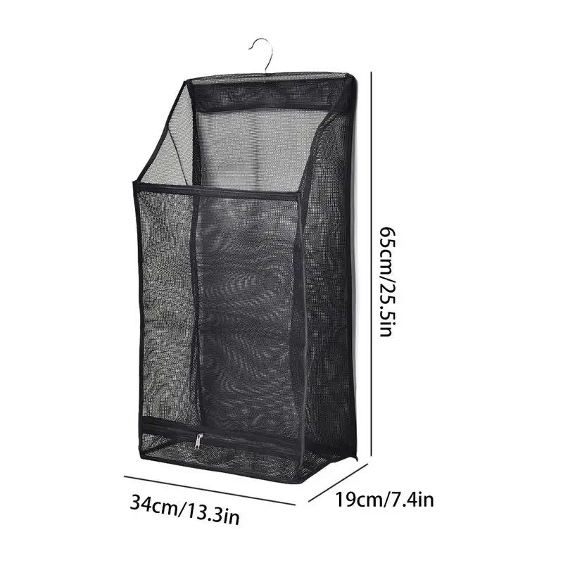 Mesh Laundry Hamper Foldable Hanging Clothes Storage Basket Portable Space Saving Storage Bag Clothes Organizer for Bathroom 6