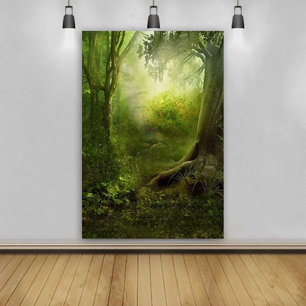 

Фон для фотосъемки с изображением джунглей леса туманный фон мечтательных старых деревьев таинственный тропический лес новорожденный малыш вечеринка в честь Дня Рождения