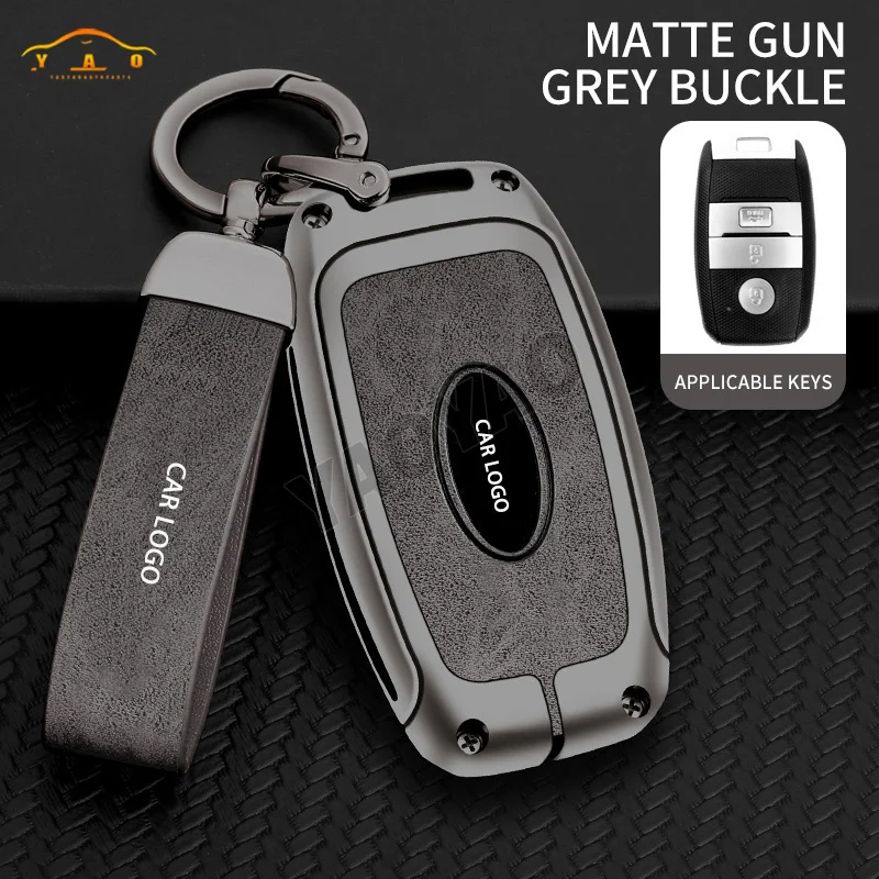 

For KIA Rio Rio5 Sportage Sorento Picanto Optima Ceed Cerato K3 KX3 K4 K5 Zinc Alloy Leather Car Key Case Cover Shell Keychain