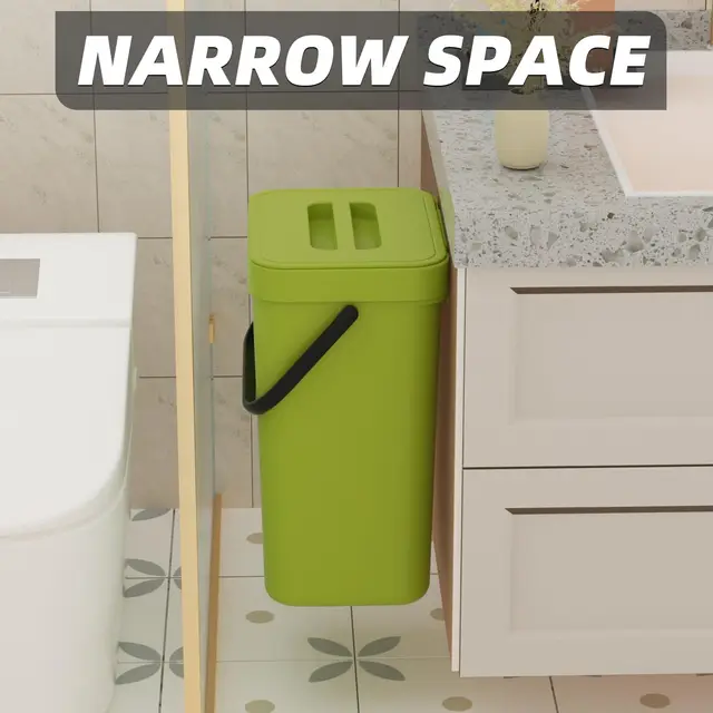 Cestino Per Rifiuti Sospeso Da 2.5 Galloni - Con Coperchio Per Porta D'Armadio, Bianco - Foto 2