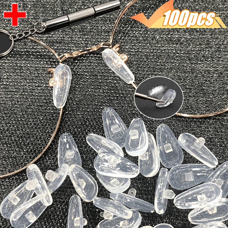 

Eyeglasses Nose Pads with Screwdriver Soft Silicone Air Chamber Glasses Anti-slip Nose Pad Screw Replacement Repair Tool