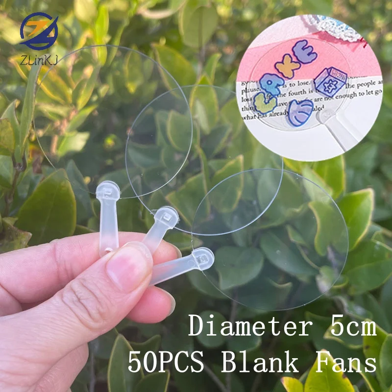 Mini Fan 50Pcs 5cm Transparent Blank Child Kids DIY Art Wedding Birthday Party Favors Handmade Gift