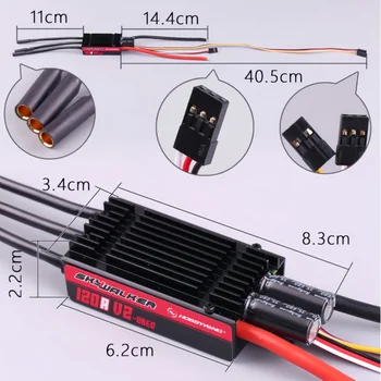 Hobbywing Skywalker 120A V2 Brushless ESC Speed Controllers 3-8S LiPo Compatible with 60-67inch 3D Fixed-wing Airplane DIY 1