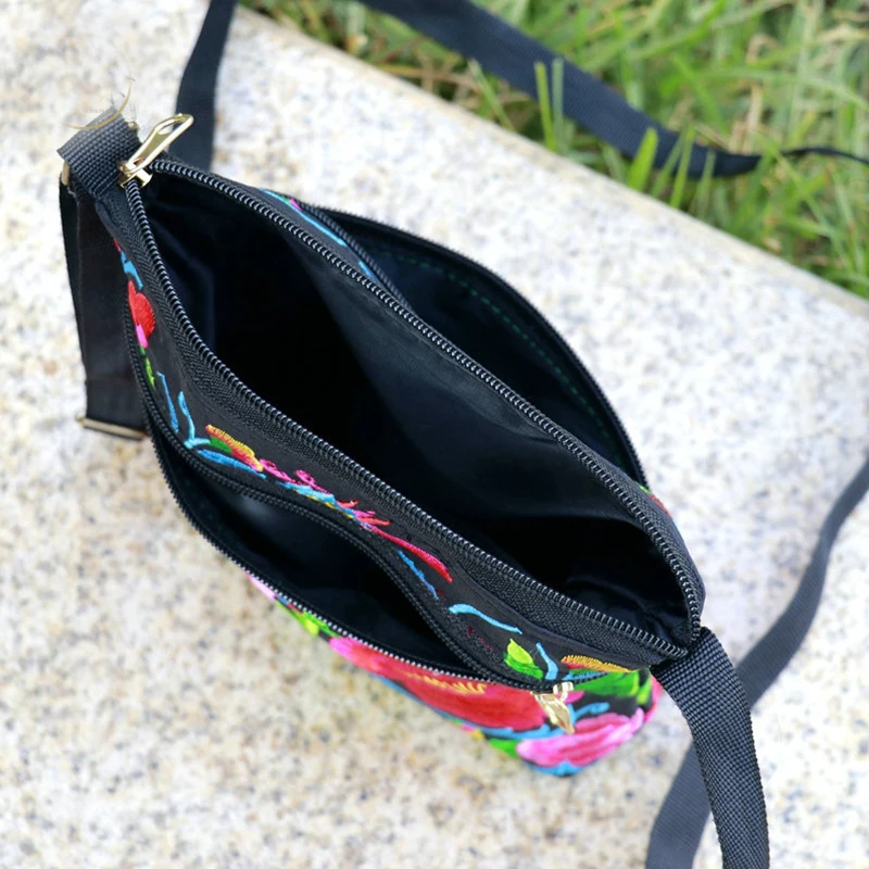 Embroidered Crossbody Bag, Women's Canvas Shoulder Bag, Stylish Travel Crossbody Bag, Women's Purses