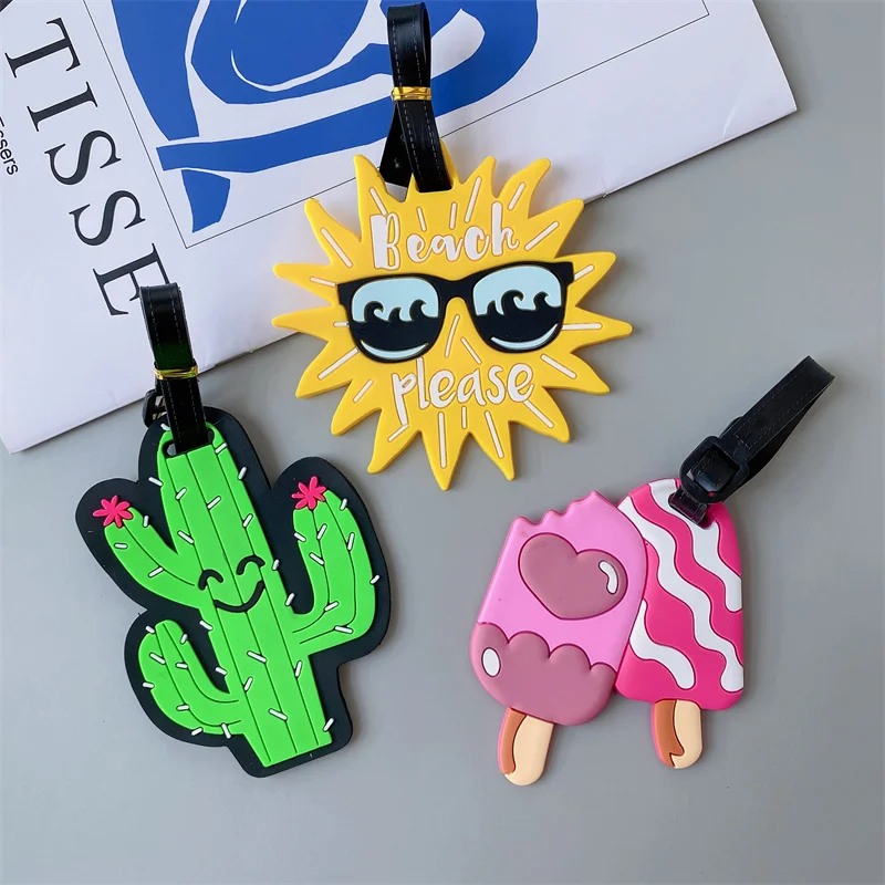 1PCS Luggage Tag Creative Cartoon Suitcase Fashion Style Silicon Luggage Name ID Address Label Portable Travel Accessories Label