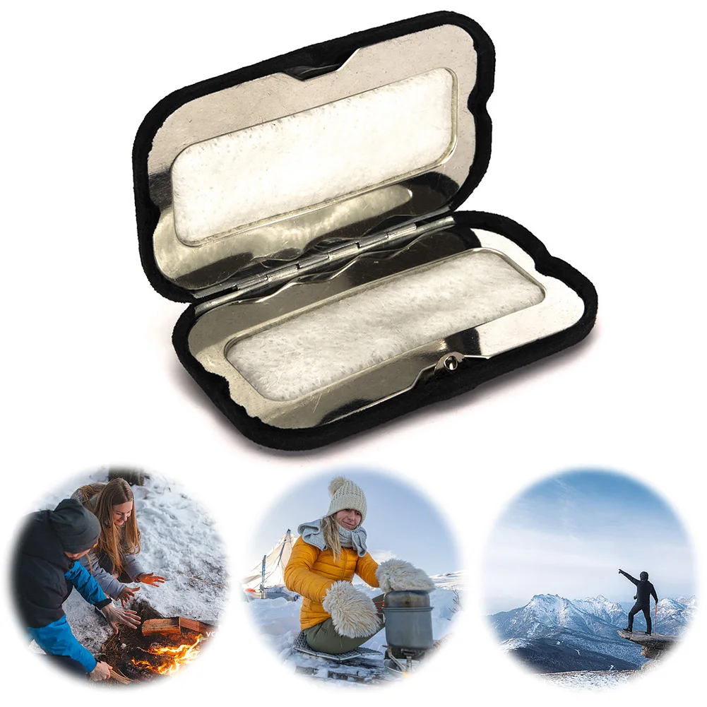 Zinc Alloy Portable Hand Warmer Reusable Outdoor Hand Warmer Small Handy Heater for Outdoor Camping Hiking Fishing