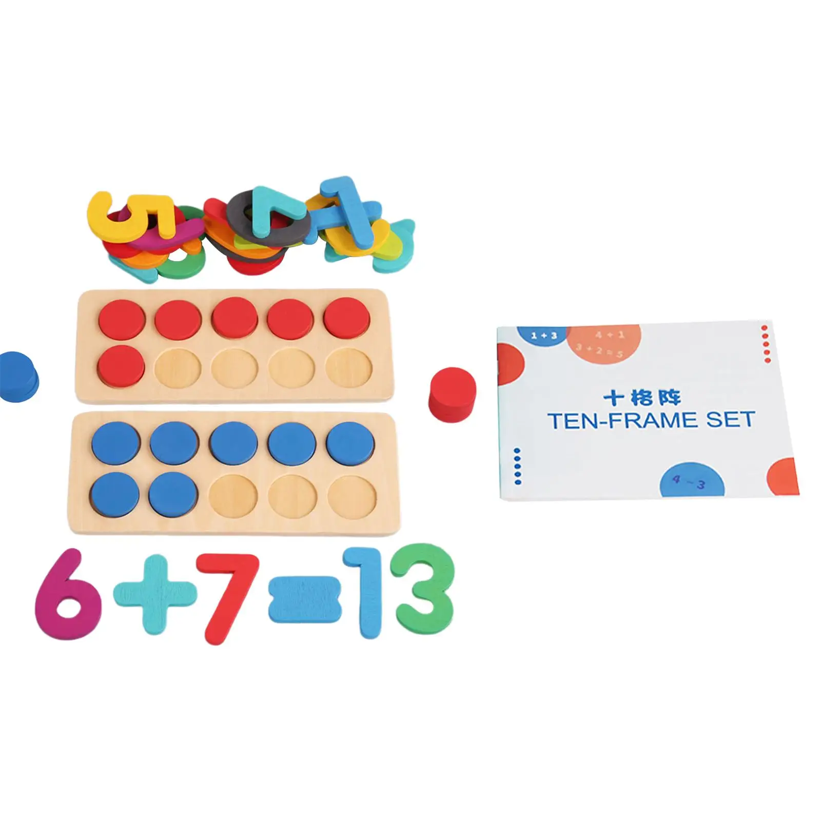 Math Manipulatives Kits Wooden Ten Frame Set for Home Kindergarten Children