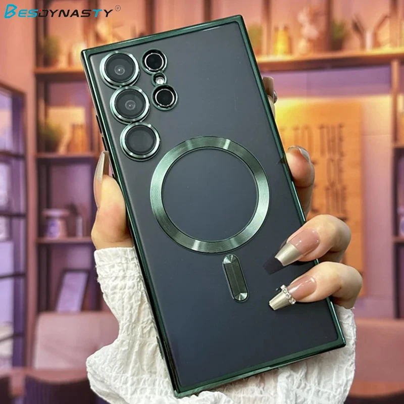 Luxury Soft Silicone Plating Armor Magnetic Phone Case with MagSafe Compatibility
