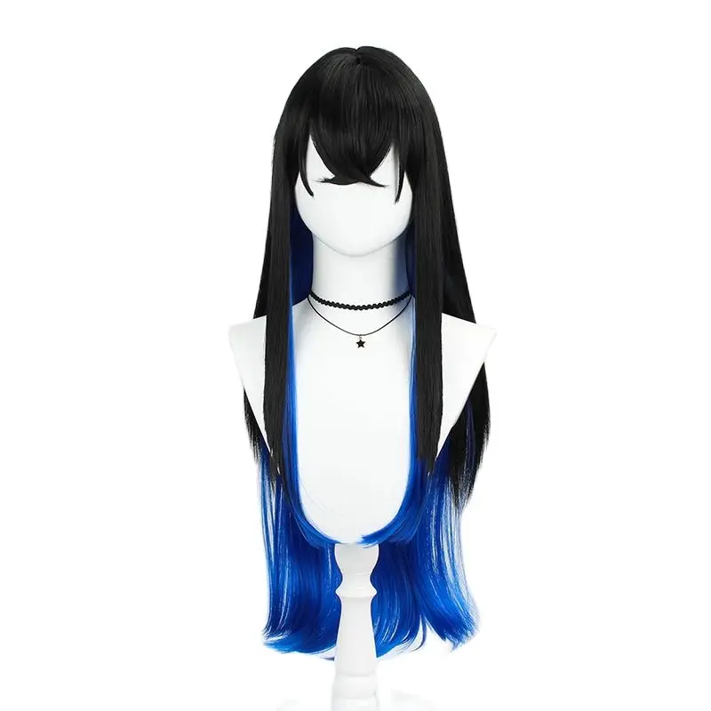 

Hashibira Inosuke Long Hair Wigs for Women Cosplay Blue Black Wig Long Ponytail Synthetic Hair Christmas Gifts